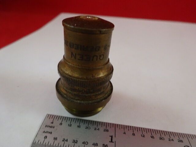 RARE BRASS ANTIQUE QUEEN OBJECTIVE MICROSCOPE PART OPTICS AS IS &33-A-108