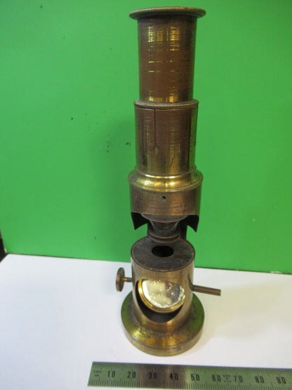 ANTIQUE FRENCH BRASS PORTABLE FIELD OPTICS MICROSCOPE AS PICTURED 22-A-25