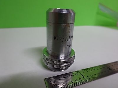 MICROSCOPE PART OBJECTIVE LEITZ GERMANY PL FL 10X OPTICS AS IS BIN#V3-B-08