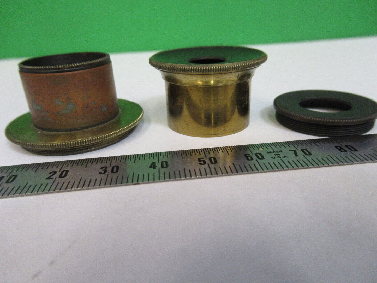 ANTIQUE BRASS HENRY CROUCH UK LOT LENS MOUNTED MICROSCOPE PART AS PIC &G2-A-73