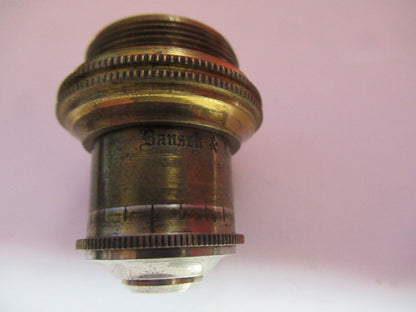 ANTIQUE BRASS OBJECTIVE BAUSCH LOMB 1/4 1IN MICROSCOPE OPTICS AS PICTURED Q2-41