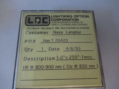 ex NASA OPTICAL ONE LENS 800-900 nm LASER OPTICS AS PICTURED &W7-B-29