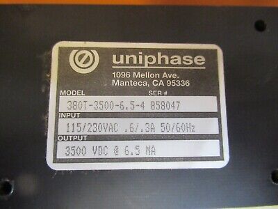 UNIPHASE LASER HV POWER SUPPLY HELIUM NEON 3500V 6.5mA AS PICTURED &H8-FT-01