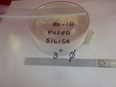 OPTICAL FUSED SILICA FLAT ZYGO 1/10 WAVE 3" DIAMETER LASER OPTICS AS IS #80-10