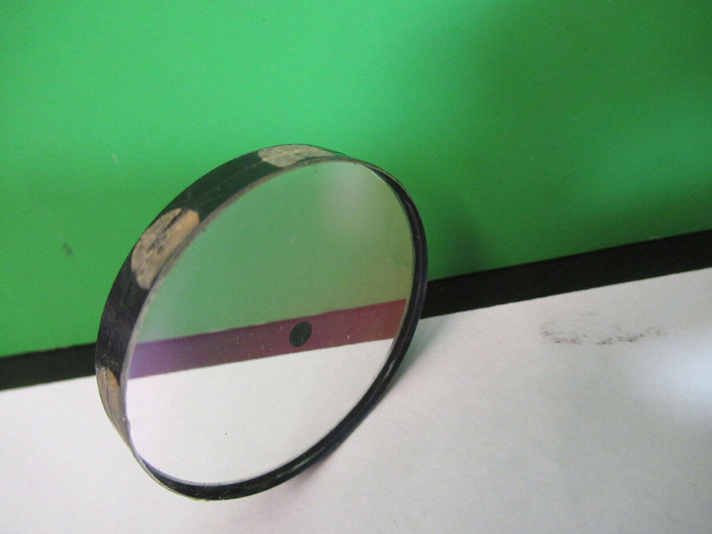 OPTICAL COATED LENS hole in center MIL SPEC OPTICS AS PICTURED #W9-A-06