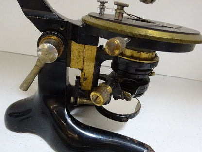 MICROSCOPE VINTAGE R FUESS BERLIN ANTIQUE BRASS GERMANY OPTICS AS IS #TB-4