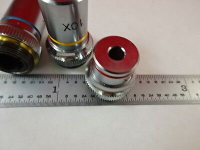 MICROSCOPE PART LOT MINI OBJECTIVES 4X 10X 40X OPTICS AS IS #P9-C-04