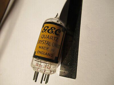 ANTIQUE QUARTZ RADIO CRYSTAL GEC ENGLAND GLASS HOLDER FREQUENCY CONTROL #F4-A-75