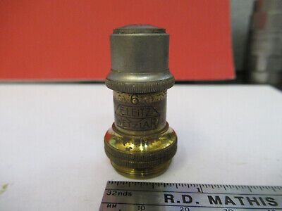 ANTIQUE ERNST LEITZ BRASS OBJECTIVE MICROSCOPE PART OPTICS AS PICTURED &13-FT-38