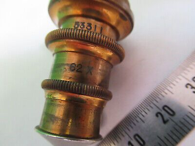 ANTIQUE BRASS SPENCER 62X LENS OBJECTIVE MICROSCOPE PART AS PICTURED &Z9-A-60