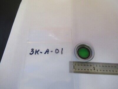 MOUNTED GLASS GREEN FILTER MICROSCOPE PART OPTICS AS IS &3K-A-01