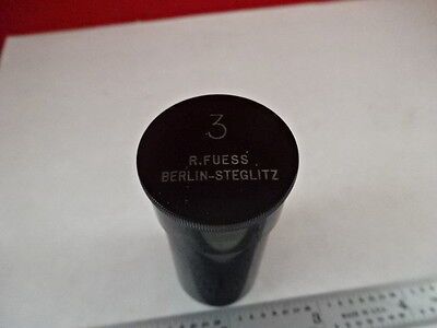 EMPTY ANTIQUE MICROSCOPE OBJECTIVE CONTAINER R. FUESS BERLIN 3 AS IS #N5-A-19