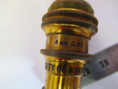 ANTIQUE BRASS BAUSCH LOMB OBJECTIVE 4mm MICROSCOPE PART AS PICTURED #F6-B-92