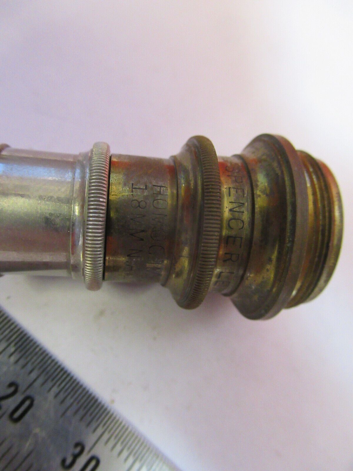 ANTIQUE BRASS SPENCER 1.8mm OBJECTIVE MICROSCOPE PART AS PICTURED &H9-B-41