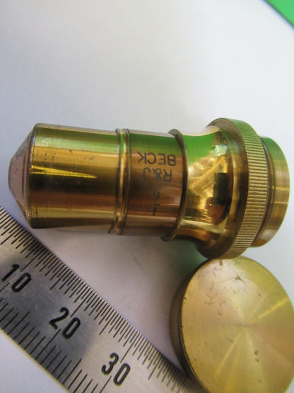 ANTIQUE BRASS OBJECTIVE R&J BECK "1/6" UK MICROSCOPE PART AS PICTURED Z7-A-46