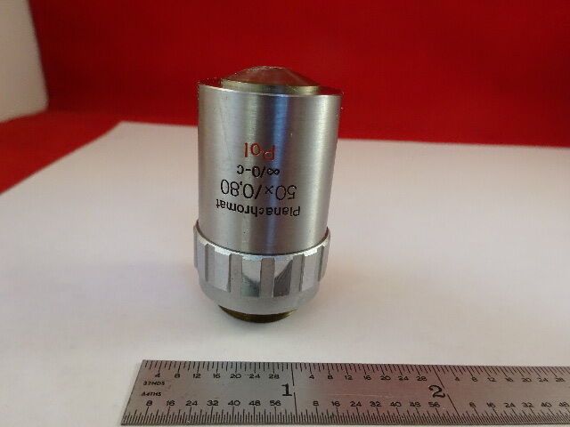 MICROSCOPE PART OBJECTIVE AUS JENA GERMAN 50X POL PLANACHRO OPTICS AS IS #F2-A-6