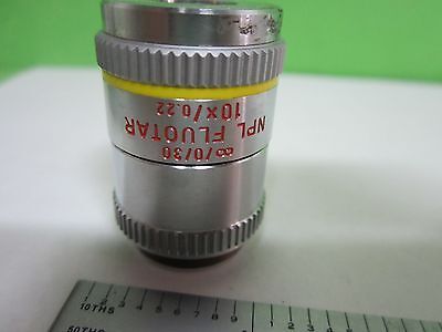 MICROSCOPE PART OBJECTIVE LEITZ FLUOTAR 10X INFINITY OPTICS AS IS BIN#T1-21