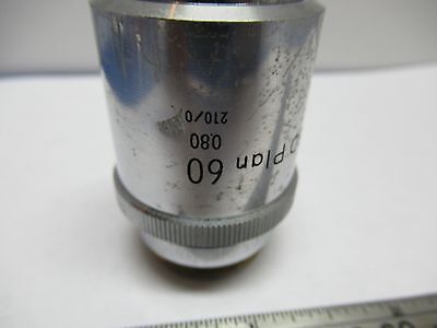 OBJECTIVE BD PLAN NIKON JAPAN 60X OPTICS MICROSCOPE PART AS IS &85-16