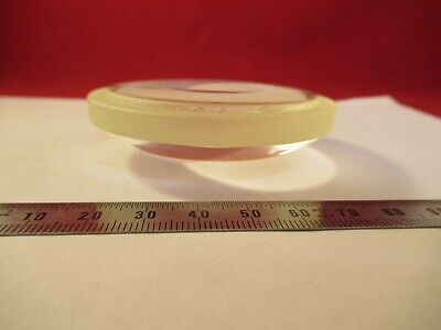 LARGE MIL SPEC OPTICAL YELLOWISH GLASS BI CONVEX OPTICS AS PICTURED &9-FT-37