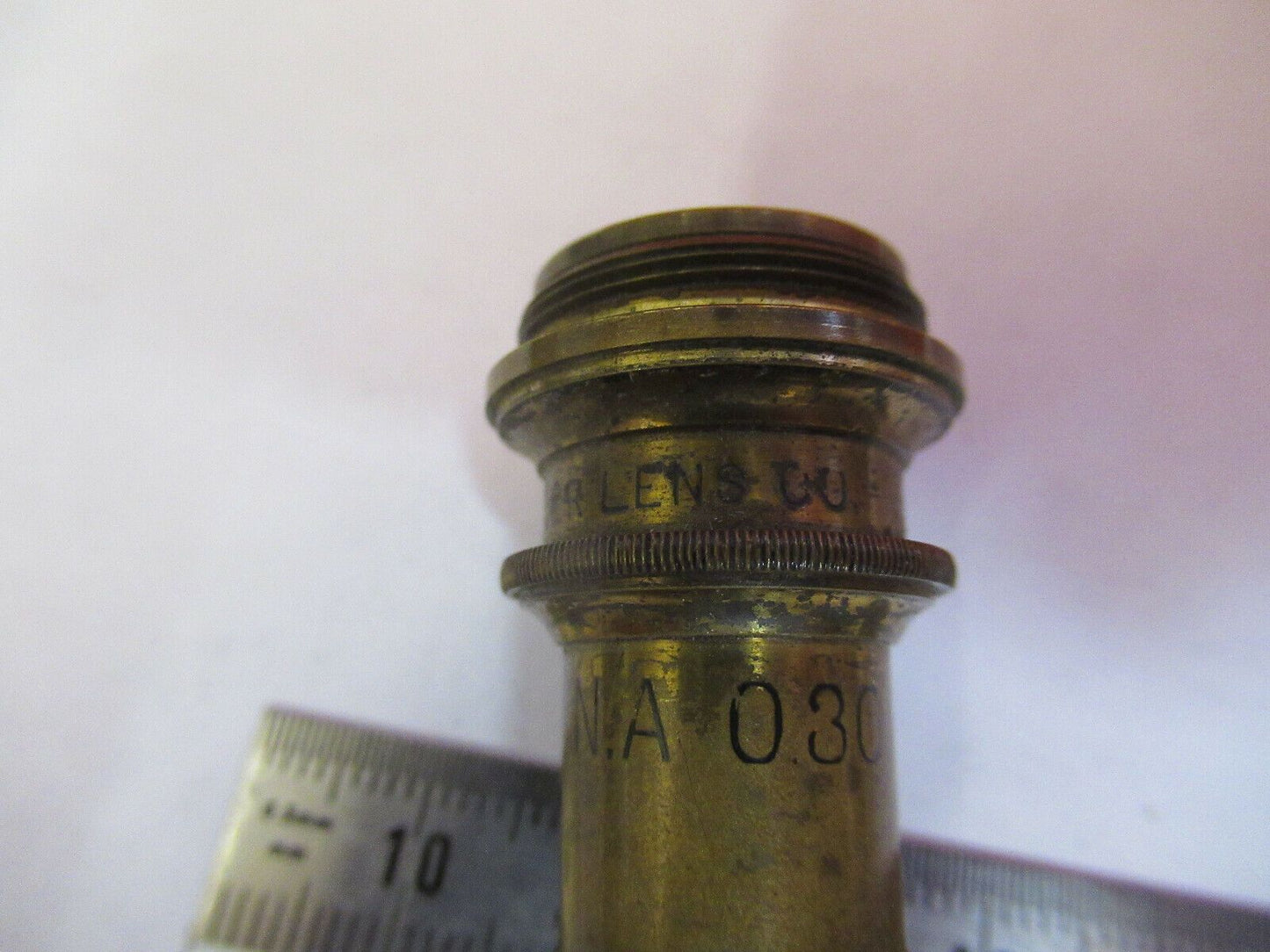 SPENCER ANTIQUE BRASS OPTICS 16mm OBJECTIVE MICROSCOPE PART AS PICTURED &Q3-B-14