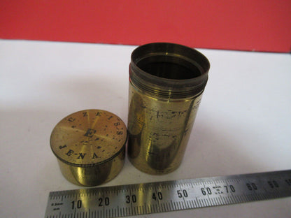 EMPTY ZEISS GERMANY BRASS OBJECTIVE CANISTER MICROSCOPE PART AS PICTURED G4-A-90