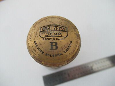 CARL ZEISS JENA "B" EMPTY BRASS OBJECTIVE CAN MICROSCOPE AS PICTURED &F5-A-106