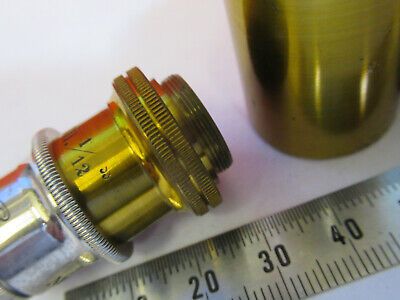 ANTIQUE BRASS REICHERT WIEN OBJECTIVE "1/12" MICROSCOPE PART AS PICTURED F6-B-98