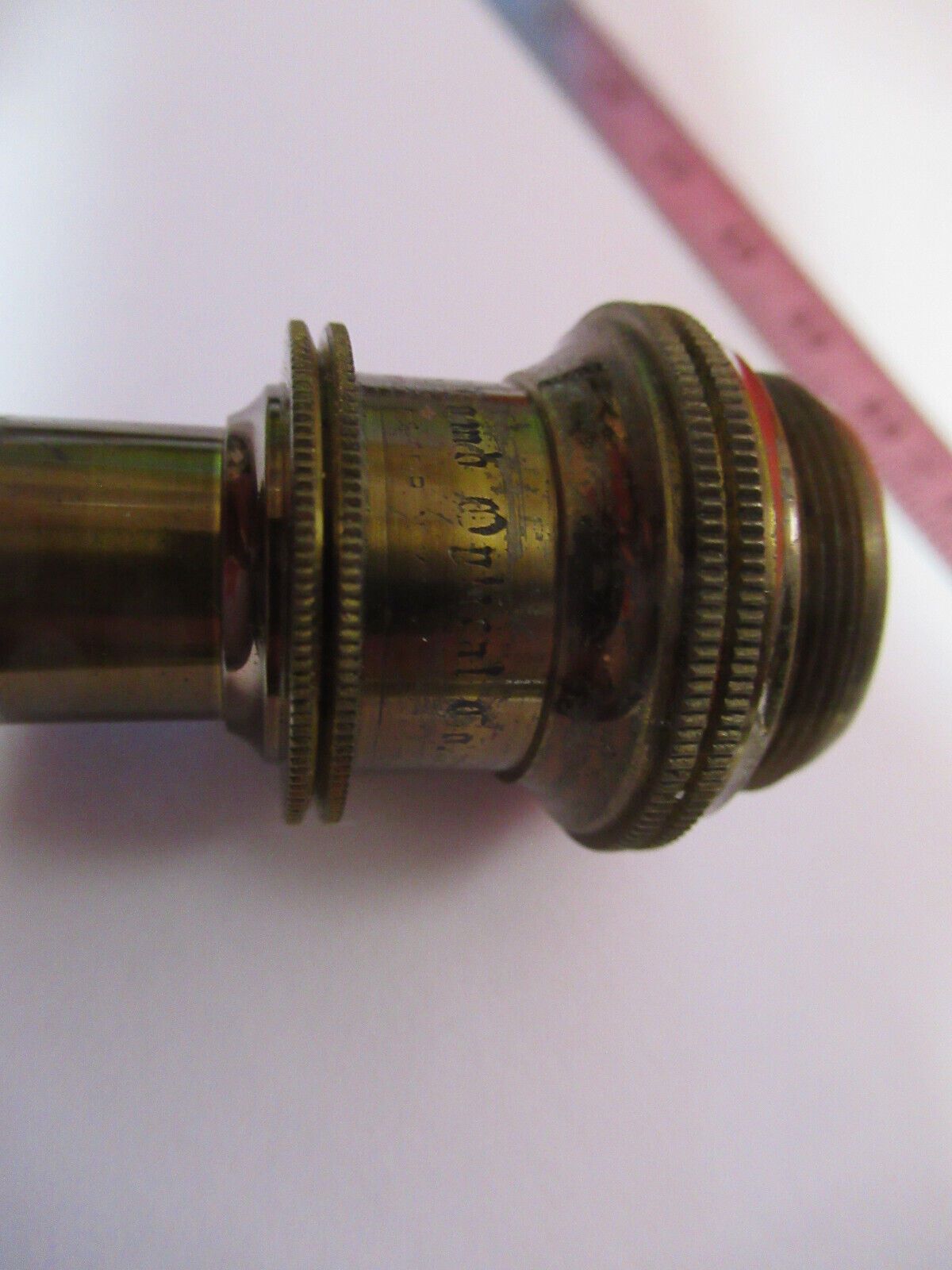 ANTIQUE BRASS OBJECTIVE BAUSCH LOMB 1/6  MICROSCOPE OPTICS AS PICTURED Q2-43