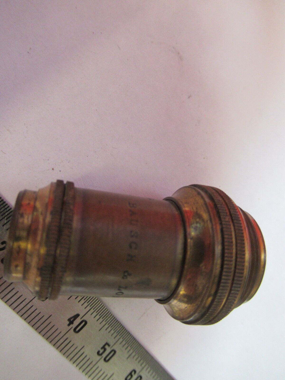 ANTIQUE  BRASS BAUSCH LOMB OBJECTIVE 1 in MICROSCOPE PART AS PICTURED G4-A-99