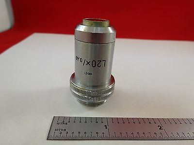 MICROSCOPE PART OBJECTIVE L20X LEITZ GERMANY OPTICS AS IS BIN#R2-C-05