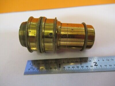 ANTIQUE VERY RARE BRASS OBJECTIVE UNKNOWN MICROSCOPE PART AS PICTURED &7B-B-39