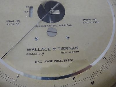 WALLACE & TIERNAN ABSOLUTE PRESSURE GAGE DIAL HYDROGEN SERVICE AS IS BIN#TC-3