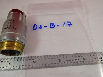 MICROSCOPE PART REICHERT PLAN ACHRO OBJECTIVE LENS 100X OPTICS AS IS B#D2-B-17