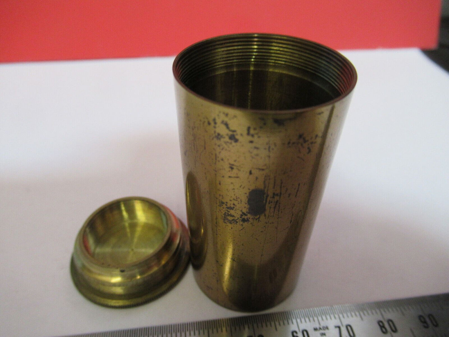 EMPTY WATSON UK BRASS OBJECTIVE CANISTER MICROSCOPE PART AS PICTURED G4-A-68