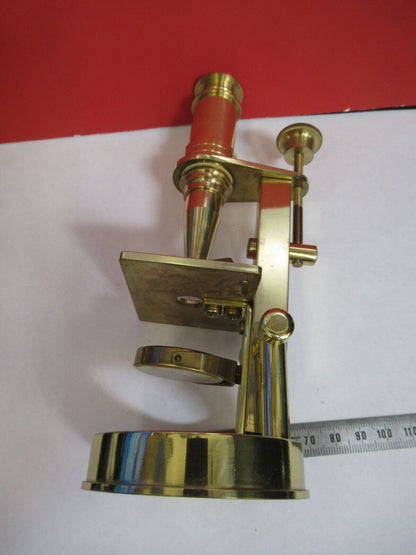 ANTIQUE DISPLAY BRASS COLLECTABLE MINI MICROSCOPE OPTICAL AS PICTURED &R3-C-31