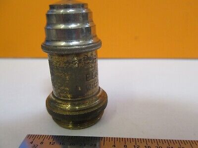 ANTIQUE BRASS ERNST LEITZ "7" OBJECTIVE MICROSCOPE PART AS PICTURED &7B-B-22