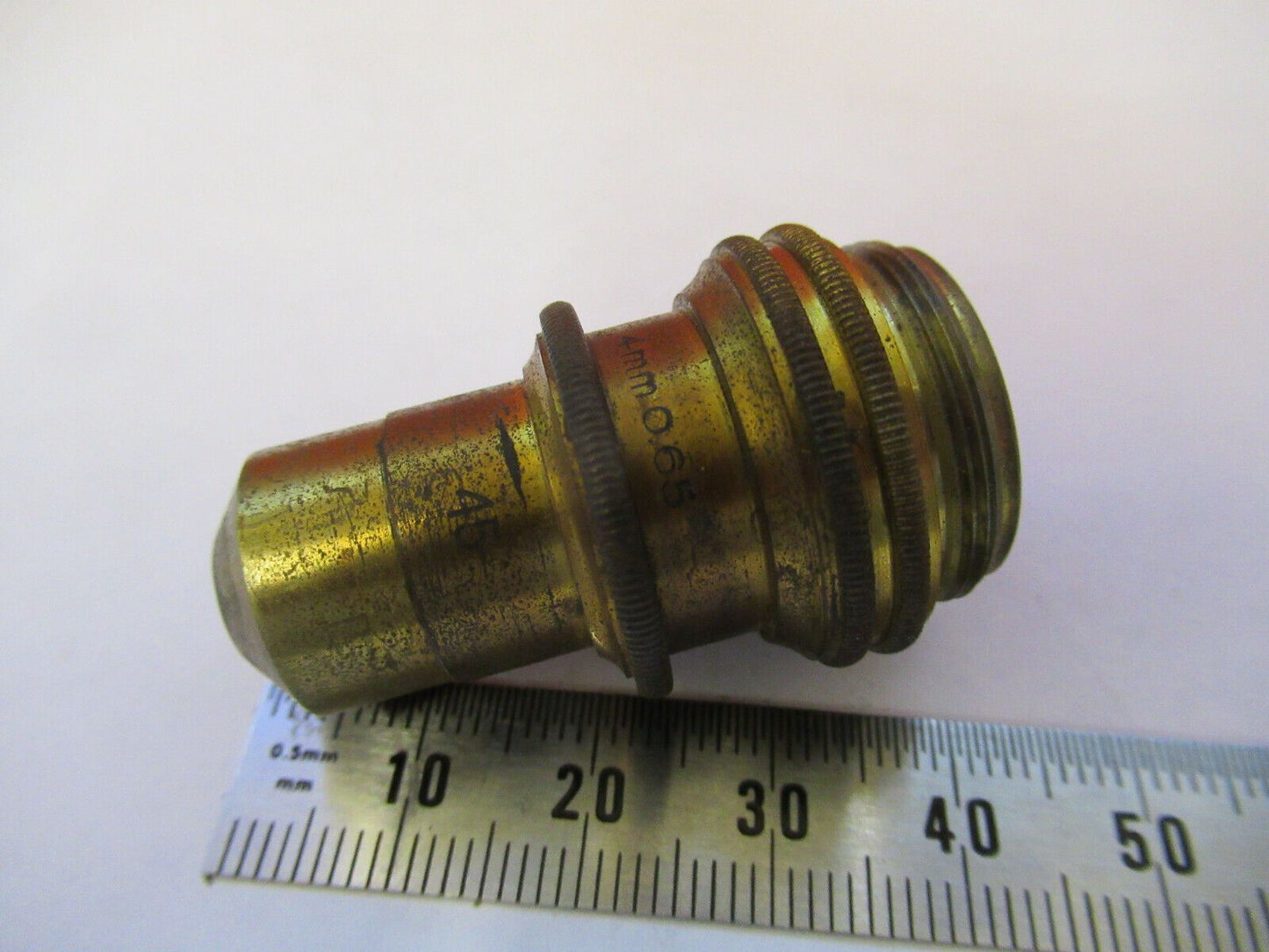 ANTIQUE BRASS BAUSCH LOMB OBJECTIVE 45X MICROSCOPE PART AS PICTURED &Q4-A-31