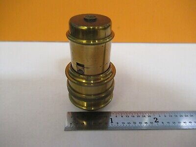 ANTIQUE VERY RARE BRASS OBJECTIVE UNKNOWN MICROSCOPE PART AS PICTURED &7B-B-39