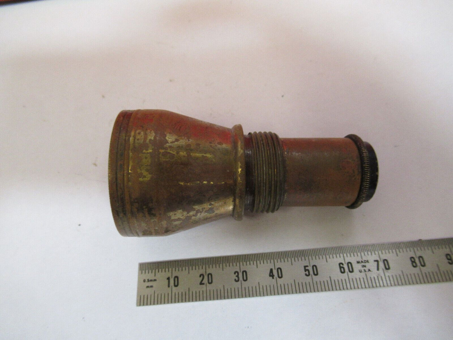 ANTIQUE BRASS EYEPIECE OCULAR LENS RARE UK MICROSCOPE PART AS PICTURED &S9-A-81