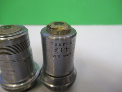 FOR PARTS PAIR OF OBJECTIVE BAUSCH LOMB Spencer MICROSCOPE AS PICTURED R6-A-34