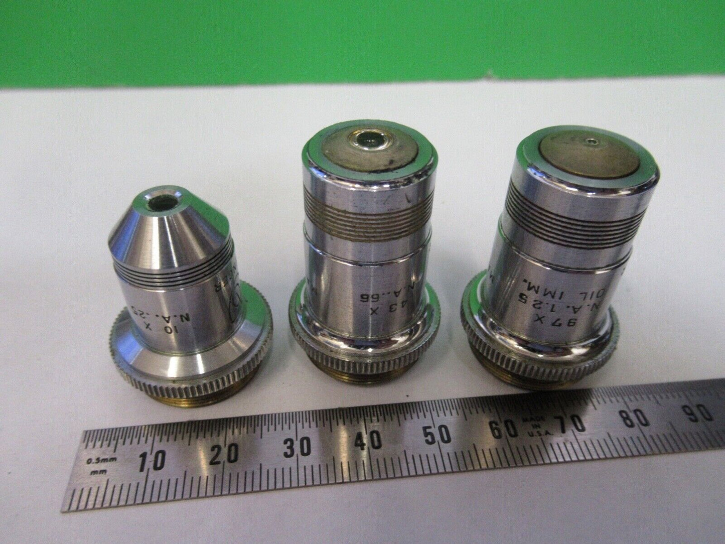 LOT OBJECTIVES 10X 43X 97X SPENCER MICROSCOPE PART AS PICTURED Q7-B-38