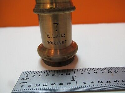 ANTIQUE BRASS OBJECTIVE LEITZ "7" OPTICS MICROSCOPE PART AS PICTURED &16-B-70