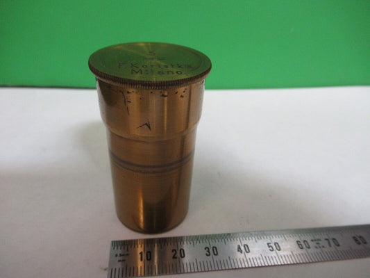 EMPTY ANTIQUE BRASS OBJECTIVE CAN KORISTKA MILANO MICROSCOPE AS PICTURED G7-A-10