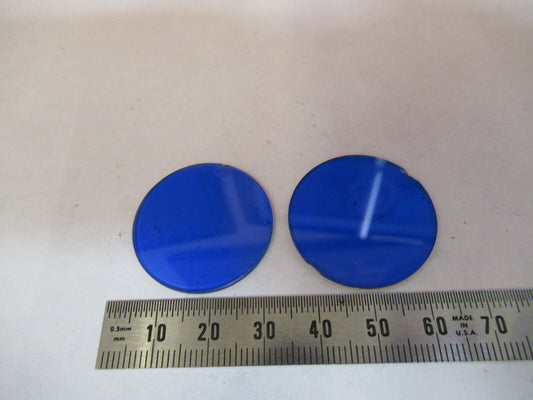 LOT 2 EA BLUE GLASS [chipped] FILTER BAUSCH MICROSCOPE PART AS PICTURED &P8-A-85