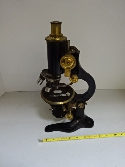 MICROSCOPE VINTAGE R FUESS BERLIN ANTIQUE BRASS GERMANY OPTICS AS IS #TB-4