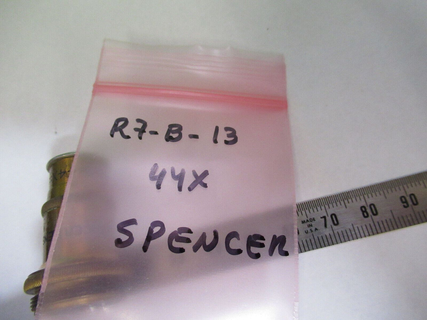 SPENCER OBJECTIVE 44X ANTIQUE BRASS MICROSCOPE PART AS PICTURED &R7-B-13x