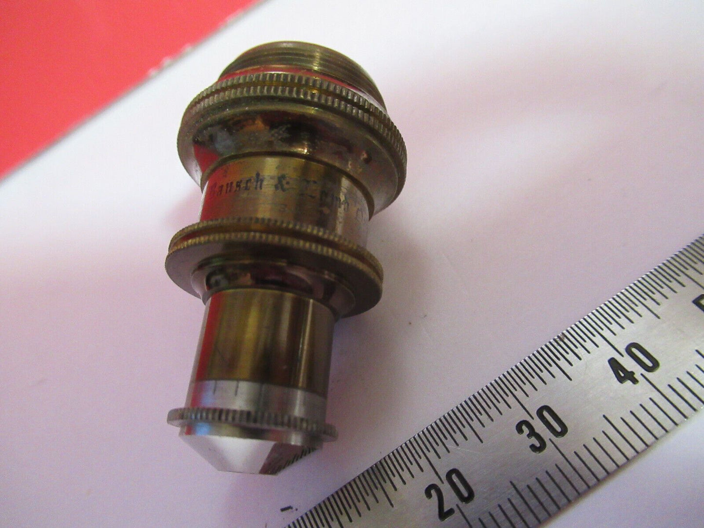 ANTIQUE BRASS OBJECTIVE BAUSCH LOMB 1/6  MICROSCOPE OPTICS AS PICTURED Q2-43