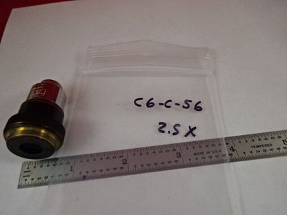 MICROSCOPE PART CARL ZEISS OBJECTIVE GERMANY PLAN 2.5X  OPTICS #C6-C-56