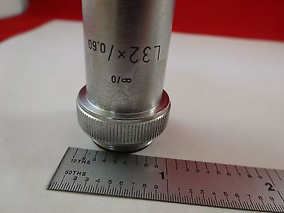 MICROSCOPE PART OBJECTIVE L32X LEITZ GERMANY OPTICS AS IS BIN#R2-C-14