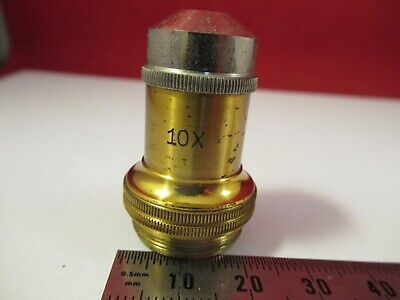 ANTIQUE ERNST LEITZ GERMANY OBJECTIVE 10X OPTICS MICROSCOPE PART AS PIC &8-B-61